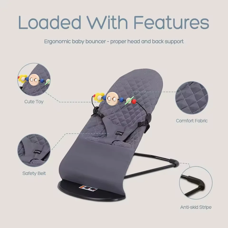 Mecedora plegable ajustable para bebé con juguetes y cubierta - imagen 4