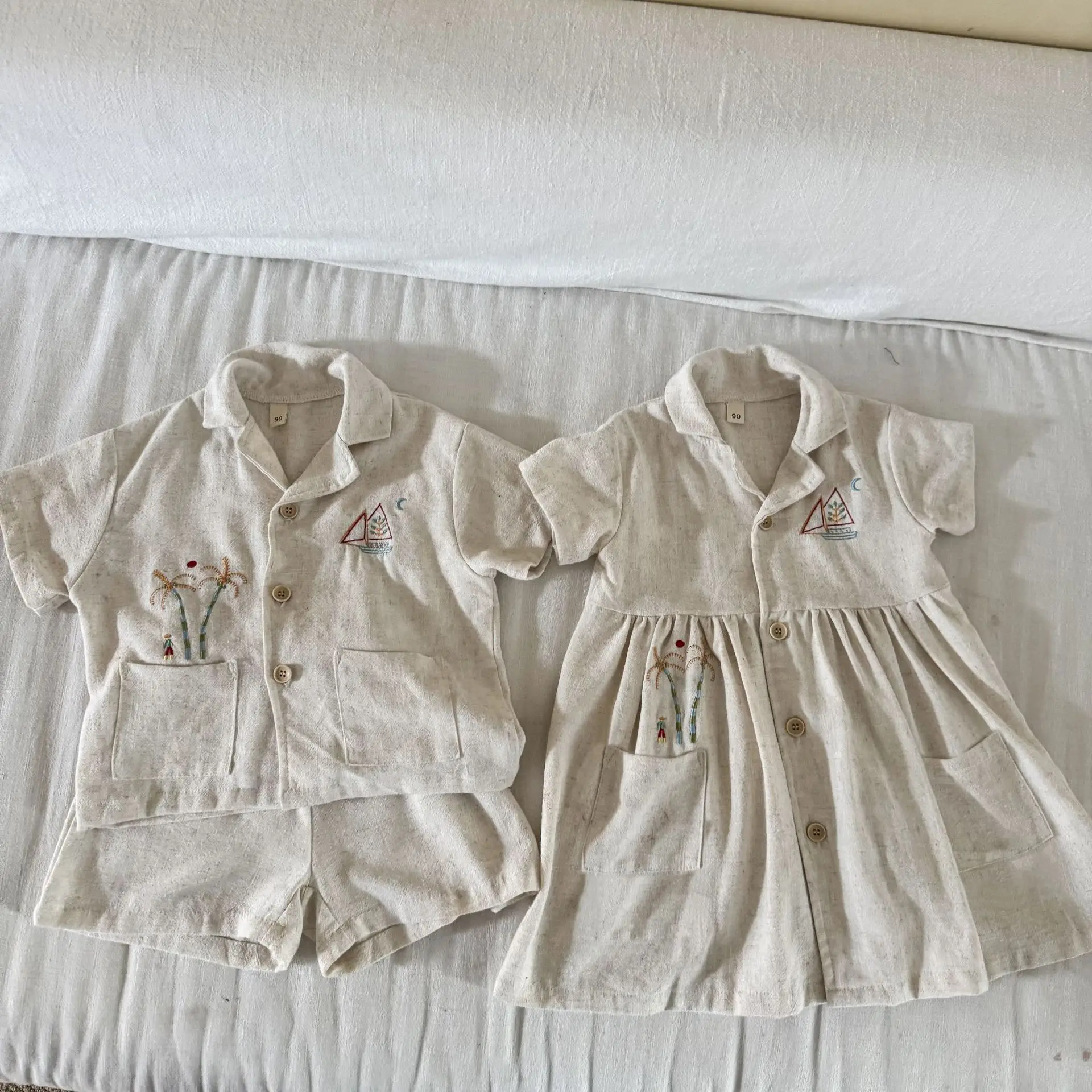 Conjunto de lino para niño: camiseta y pantalón corto verano - imagen 3