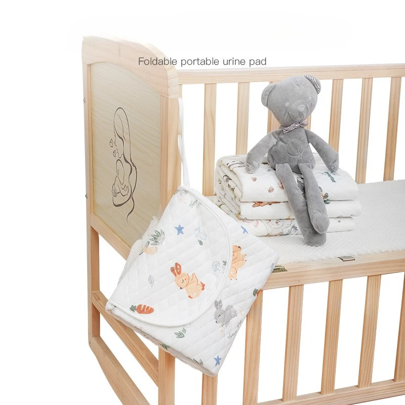 Cambiador impermeable para recién nacido, estera cambiadora transpirable de felpa de algodón suave, estera de pañales plegable portátil para viaje al aire libre para bebé - imagen 2