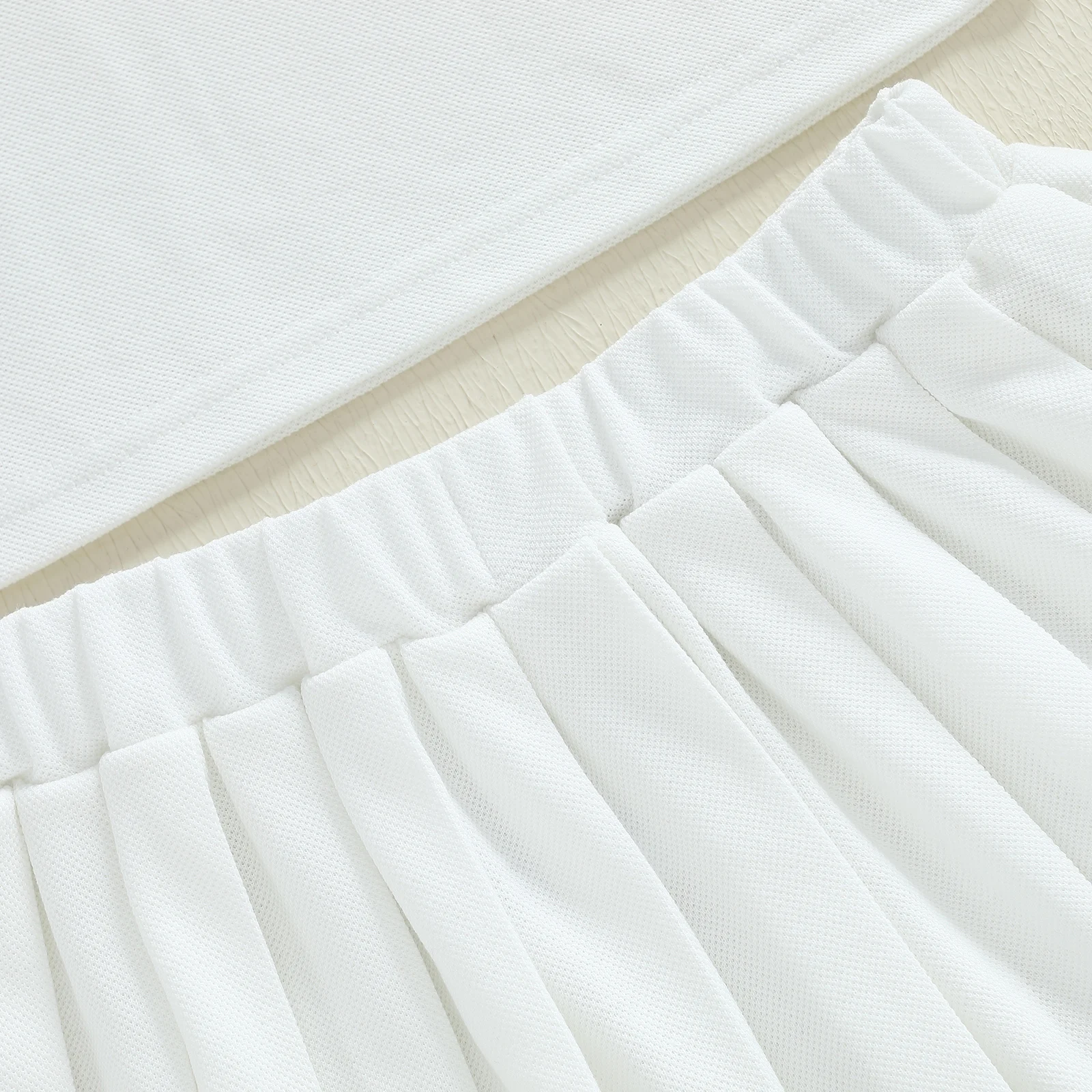 SUNSIOM Conjunto de 2 piezas de sudadera de solapa de manga larga con bordado de lazo y falda plisada de una línea para niña pequeña - imagen 5