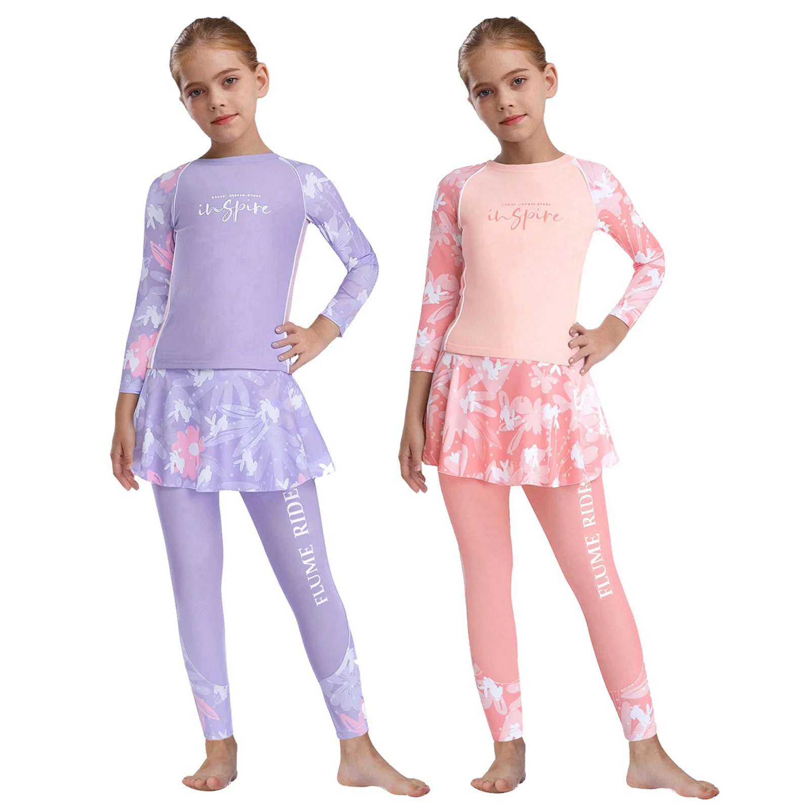 Bañador manga larga floral con falda pantalón para niña - imagen 5