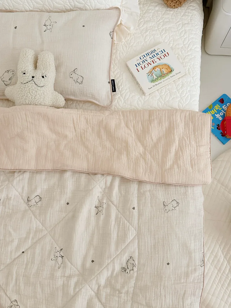 Edredón coreano de muselina de algodón de conejito para bebé, manta de aire acondicionado para recién nacido, edredón para niños pequeños, relleno de algodón 100%