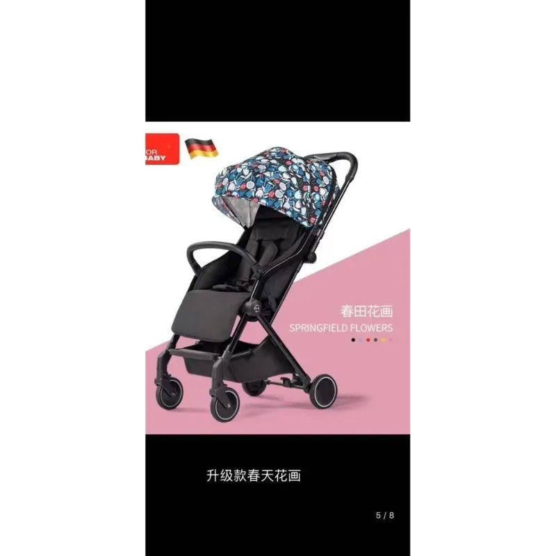 El carrito con sombrilla para cochecito se puede tumbar en el carrito plegable ultraligero portátil con un solo clic y amortiguador de cuatro ruedas para niños - imagen 3
