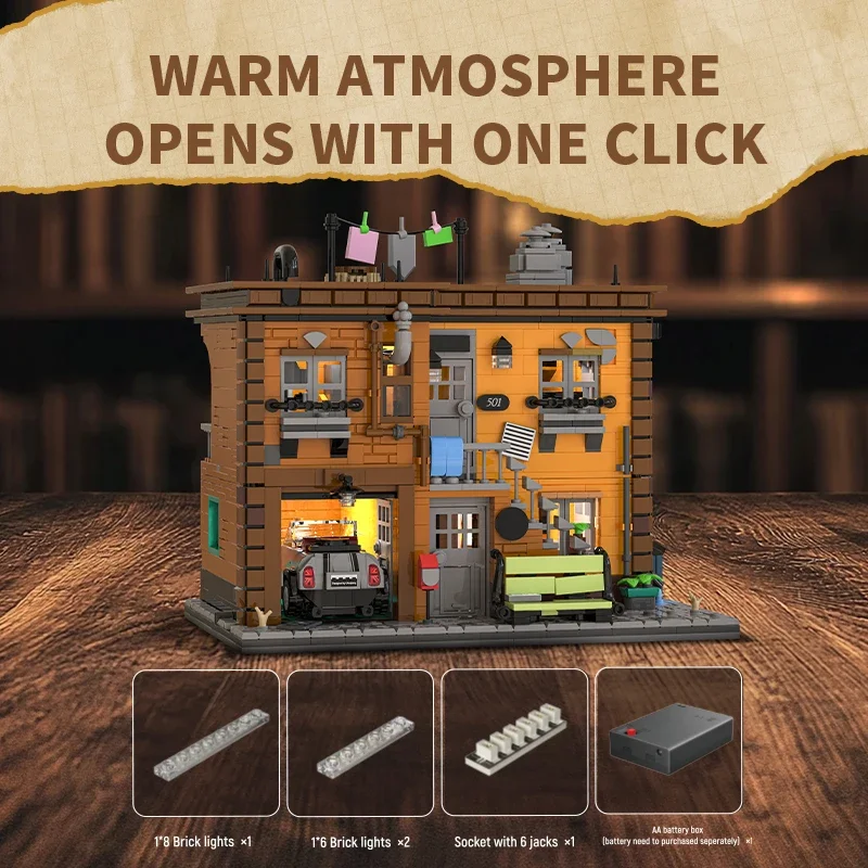 2284 Uds. Bloques de construcción de cabaña en inglés casa Retro con coche modelo Moc ladrillos decoración de escritorio juguetes Diy para niños regalos de vacaciones - imagen 3