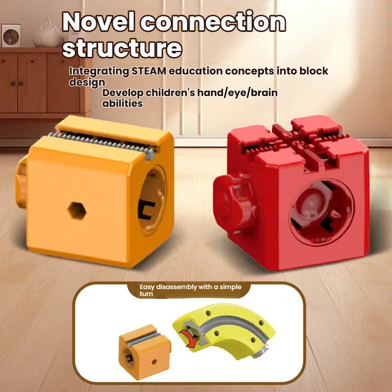 Conjuntos de vías de tren de montaña rusa versátiles para niños, Kits de construcción de vías de coches de carreras DIY, regalos sensoriales para fiesta de Navidad para niños y niñas - imagen 5