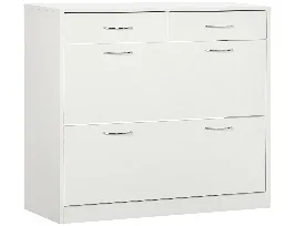 HOMCOM Armario de Zapatos Mueble Zapatero Estrecho con 2 Cajones Abatibles y 2 Cajones Extraíbles para 12 Pares de Zapatos para Salón Entrada Pasillo 80x30x91,5 cm Blanco