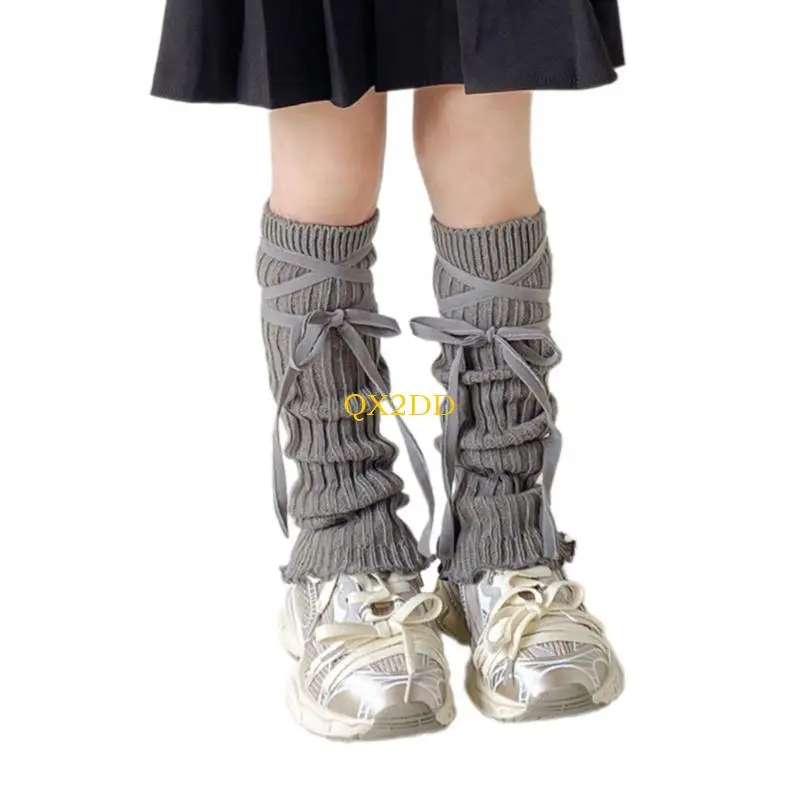 Mangas calcetines QX2D TIPA Fashionable Bowknot Girls Calcetines apilables Capacidades piernas cómodas para ropa diaria y - imagen 4