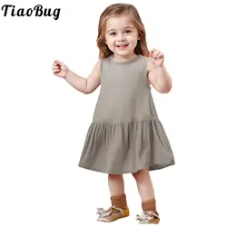 Vestido retro de lino y algodón para niña – Acampanado sin mangas