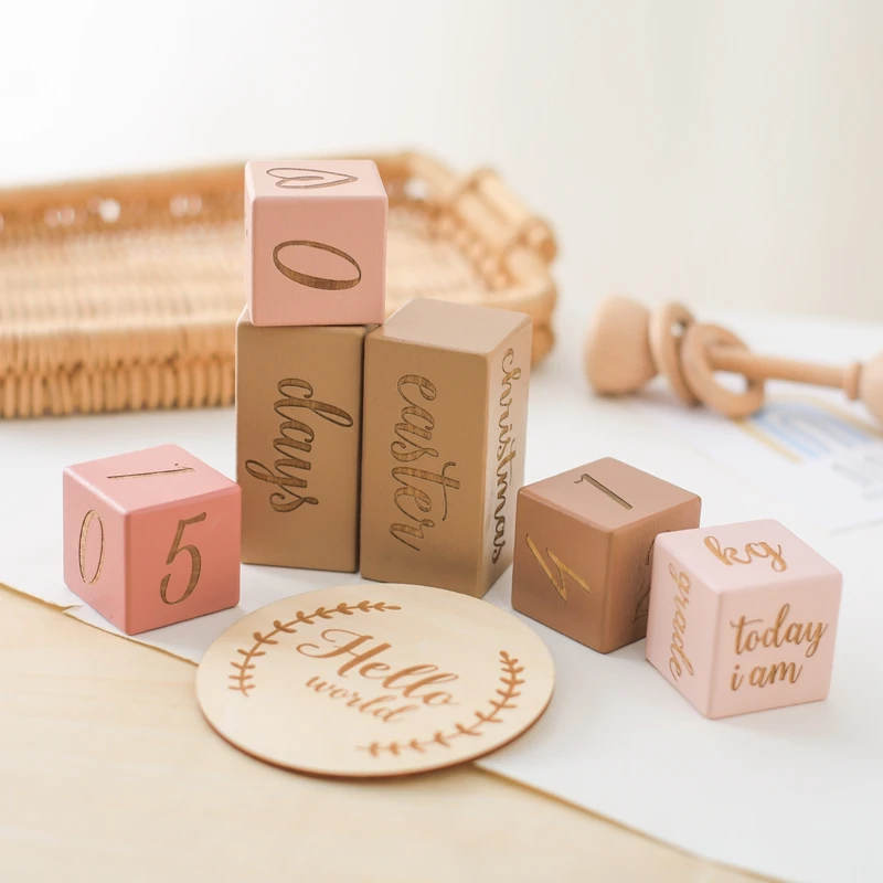 Set madera cuadrado para fotos bebé recién nacido - imagen 4