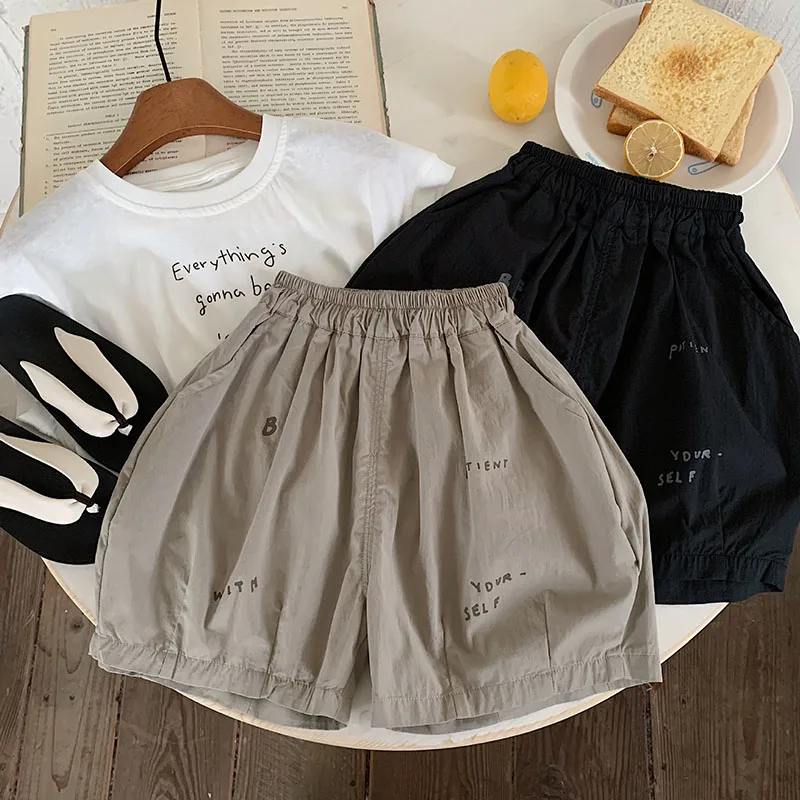 MILANCEL, nuevos pantalones cortos deportivos de verano para niños, 1-6T, pantalones cortos finos con letras para niños, pantalones casuales sueltos versión coreana para niñas