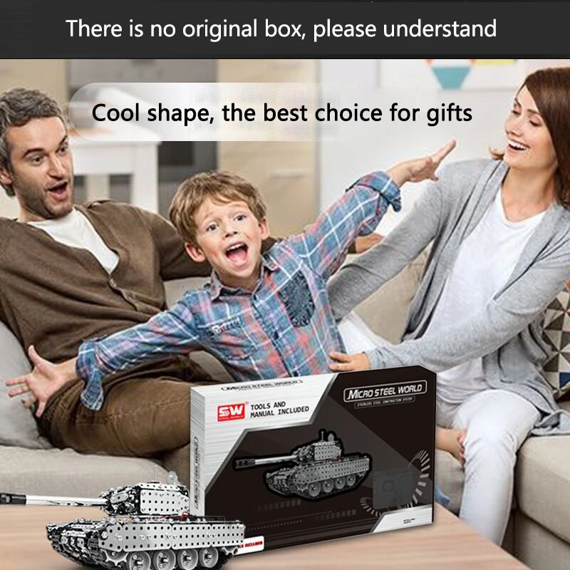 Tanque mecánico de metal eléctrico, montaje difícil, modelo control remoto, bloques construcción juguetes para niños - imagen 5