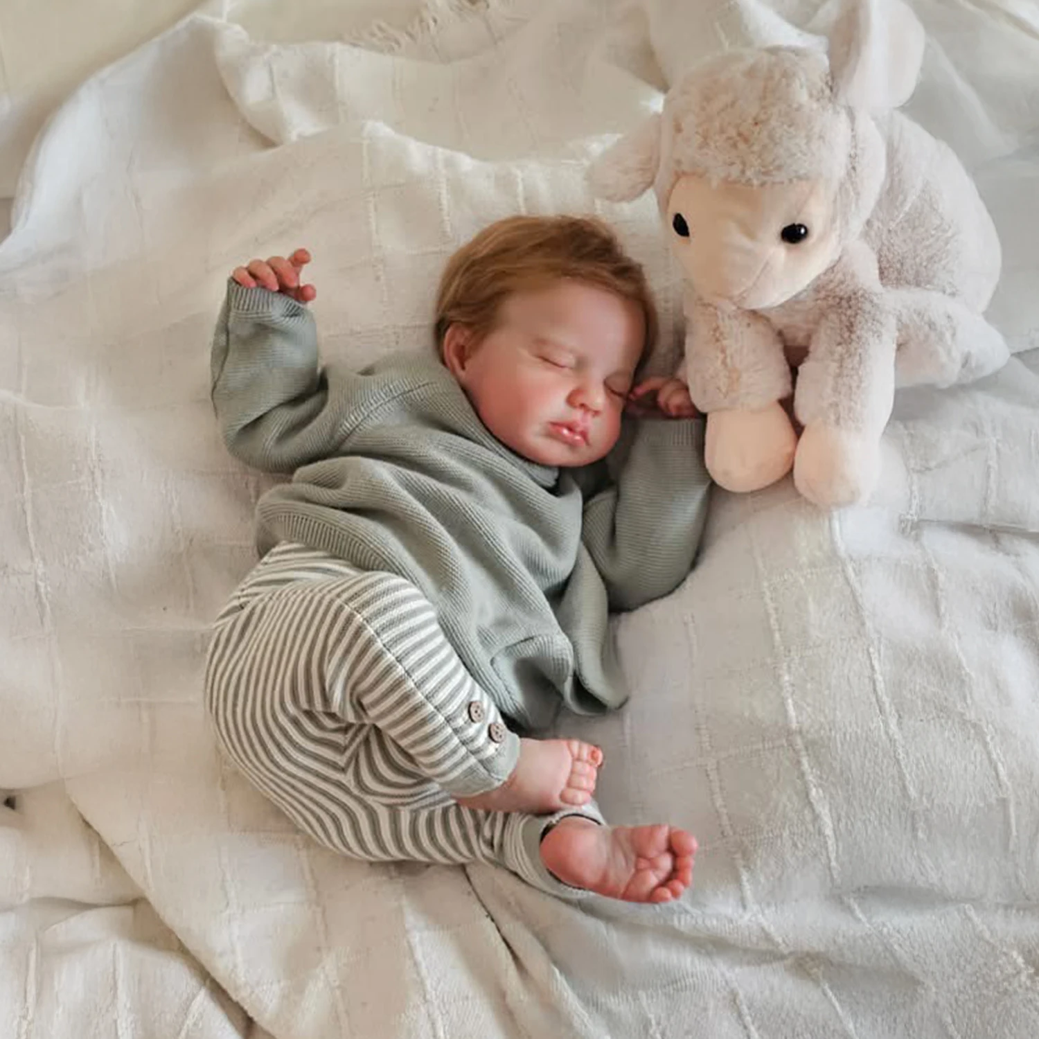 NPK19 ''piel 3D con venas visibles alta calidad hecha a mano Reborn Loulou Asleep cuerpo suave muñeca artística coleccionable realista - imagen 4