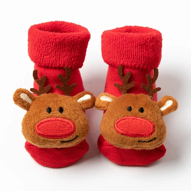 Calcetines de algodón antideslizantes para bebé – Diseño navideño - imagen 4