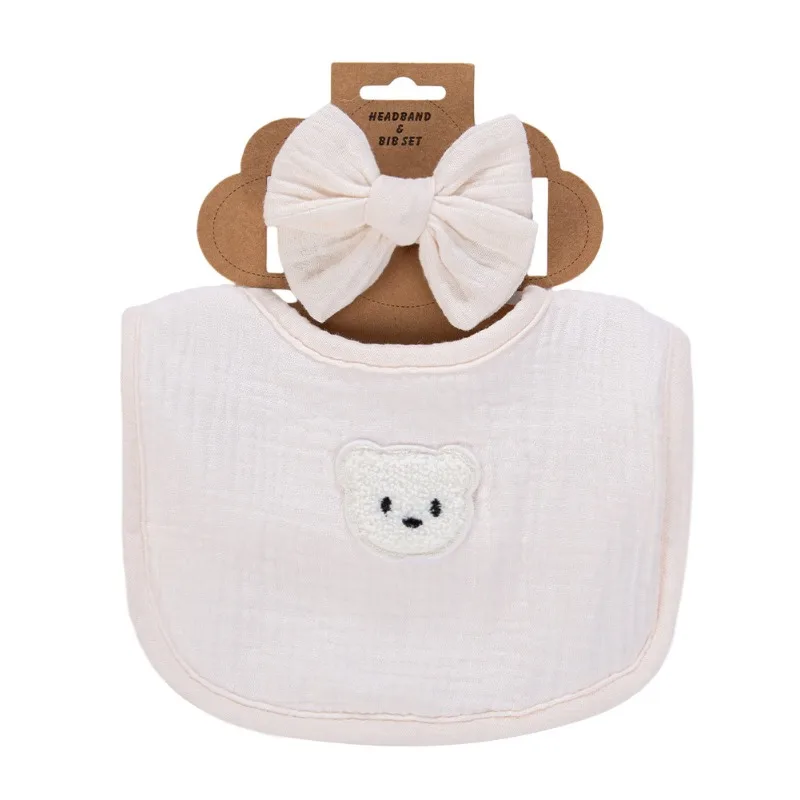 Babero bandana de algodón ultraabsorbente para bebé con diadema - imagen 4