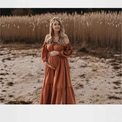 Vestido de maternidad bohemio retro – Algodón y lino para sesión fotos