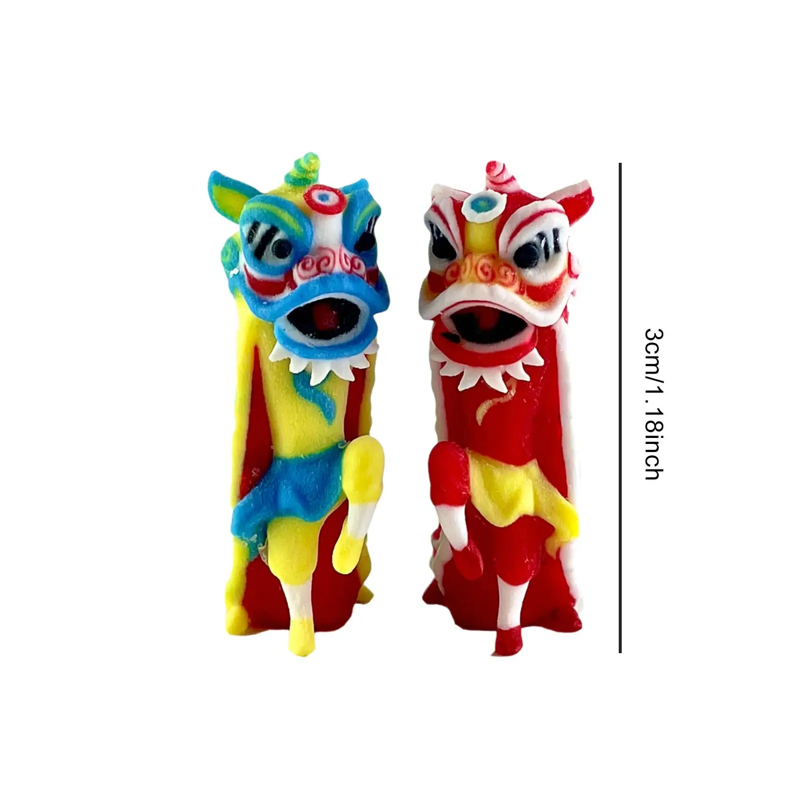 2Pcs 1/64 Scale Lion Dance Figure Tiny People Model for Scenery Landscape