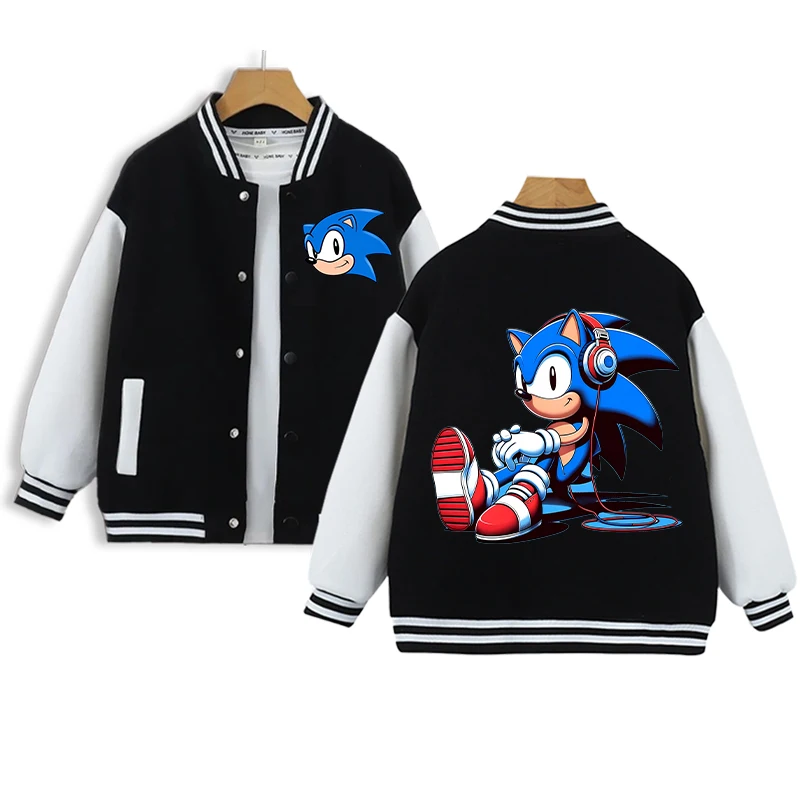 Nuevo uniforme de béisbol de moda Sonices para niños, abrigos bonitos de dibujos animados de Anime para niños y niñas, chaquetas negras cálidas de otoño e invierno, regalos - imagen 4
