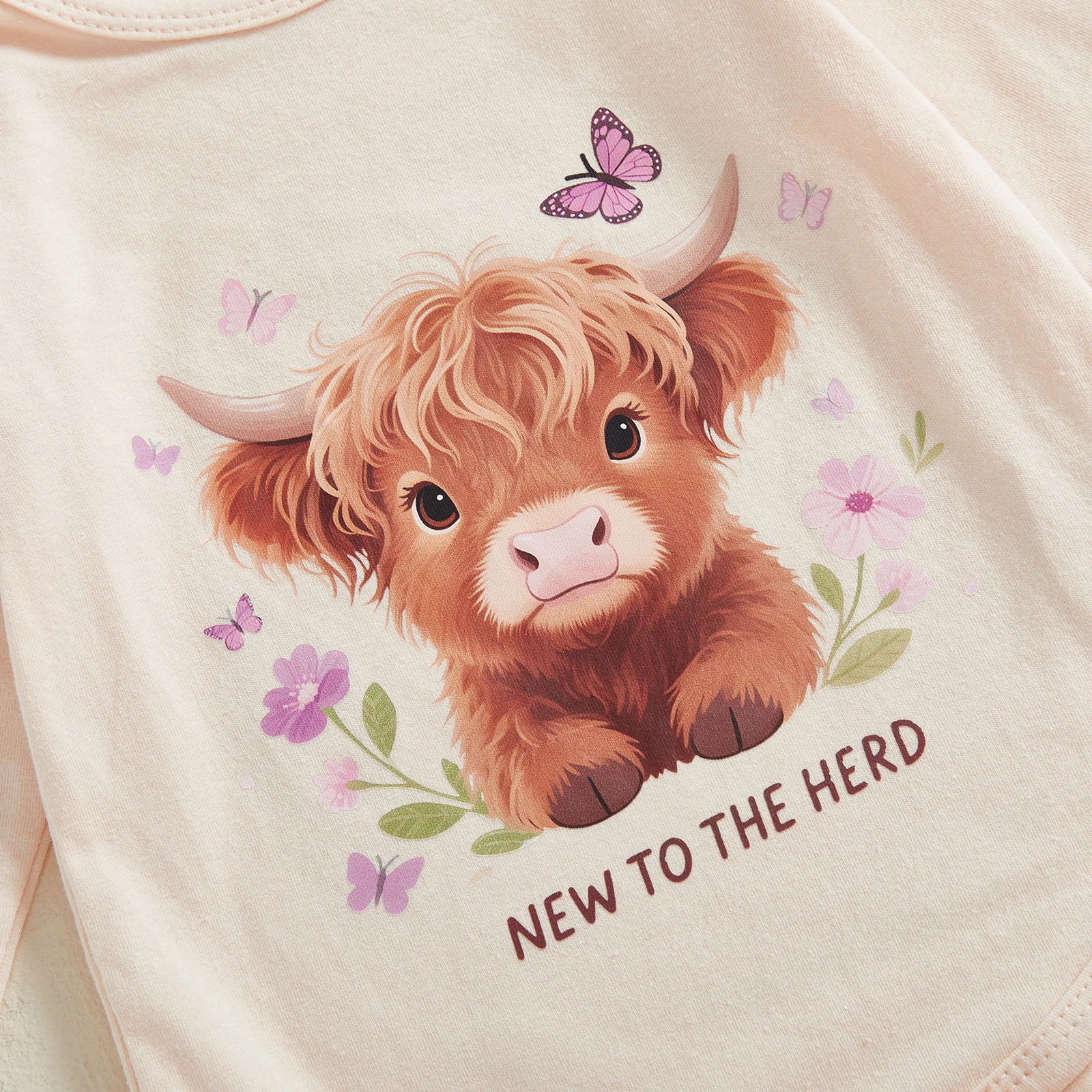 Suefunskry Conjunto de mameluco de manga larga con estampado de ganado de las tierras altas para niña, minifalda con volantes en capas, medias y diadema con lazo - imagen 5