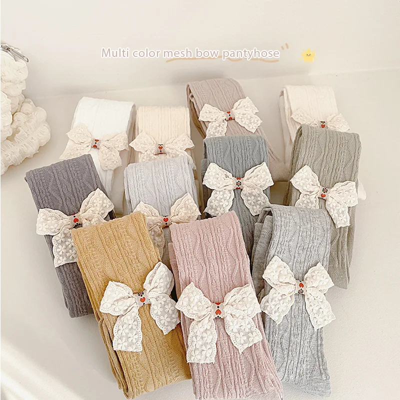 Medias de algodón para niños, pantimedias con lazo de princesa bonita para niñas, medias para niños, pantimedias de una pieza para niñas, medias de punto para niños - imagen 2