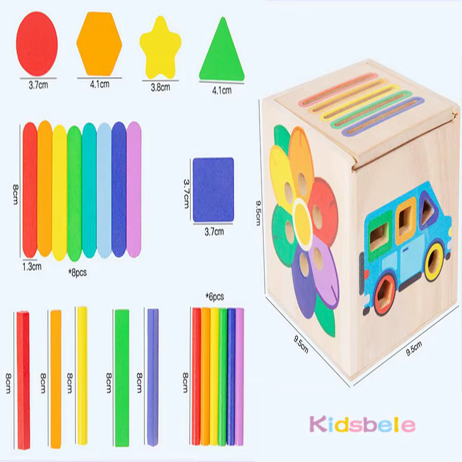 Cubo Montessori de madera - Juguete educativo formas y colores - imagen 2