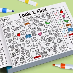 Cuaderno de dibujo para niños: juego buscar formas y colorear