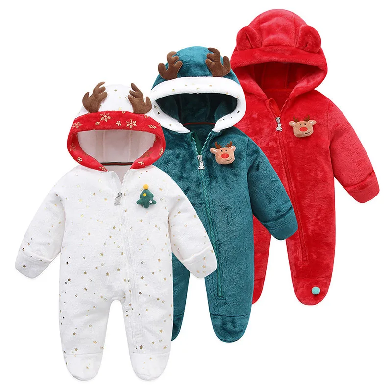 MILANCEL nuevo otoño peleles de bebé 3-12M Navidad Linda estrella niñas mono suelto dulce polar acolchado infantil con capucha de una pieza
