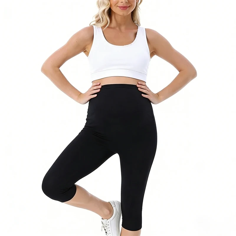 Pantalones capri premamá con cintura ajustable de tejido modal - imagen 3