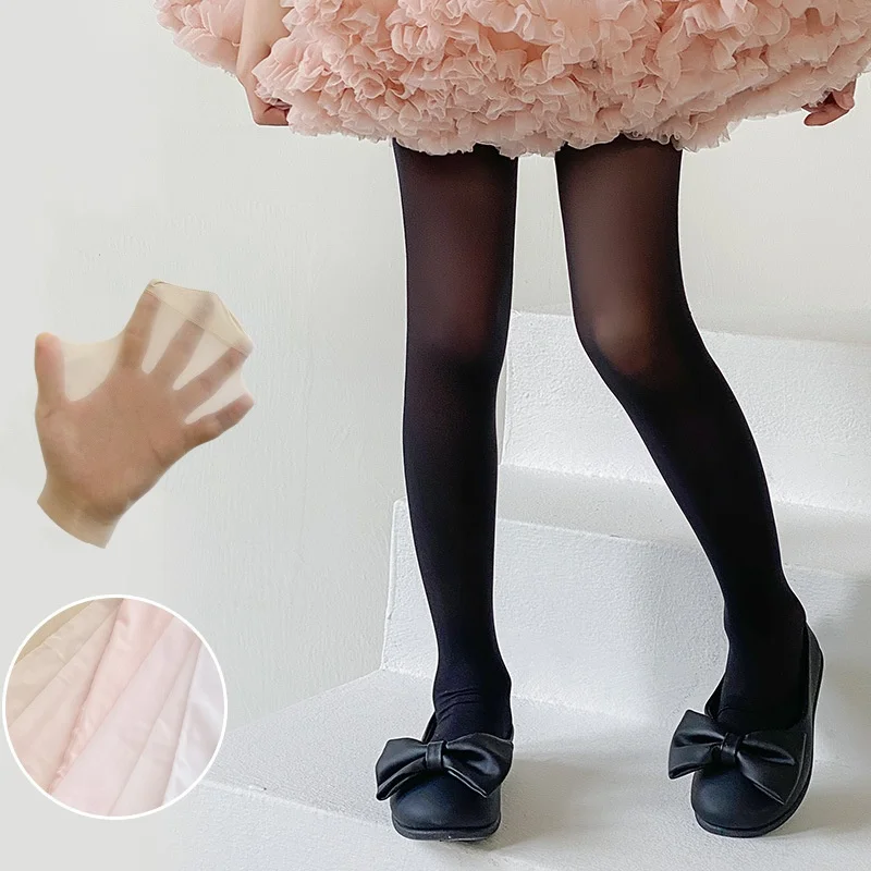 1 pieza de pantimedias ajustadas finas de verano para niñas, pantimedias ajustadas de Ballet de Color sólido a la moda para niñas pequeñas, calcetín suave y transpirable