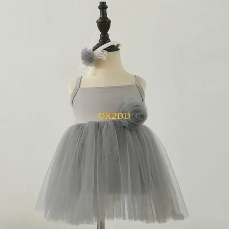 Disfraz infantil QX2D para bebé niña 3-6 meses con diadema floral y vestido tul - imagen 2