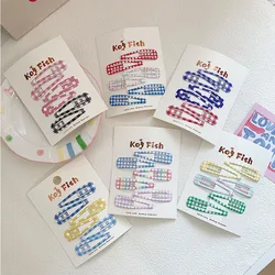 6 unids/bolsa de pinza para el pelo a cuadros lunares, flequillo colorido niñas, Clip LATERAL, rota niños, tocado peinar cabello