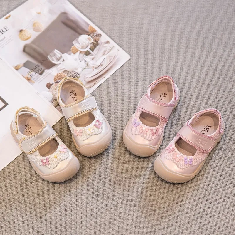 Zapatos deportivos para niñas, novedad de otoño 2025, zapatos transpirables para niños, Sandalias planas de malla simples, zapatos informales transpirables para niñas