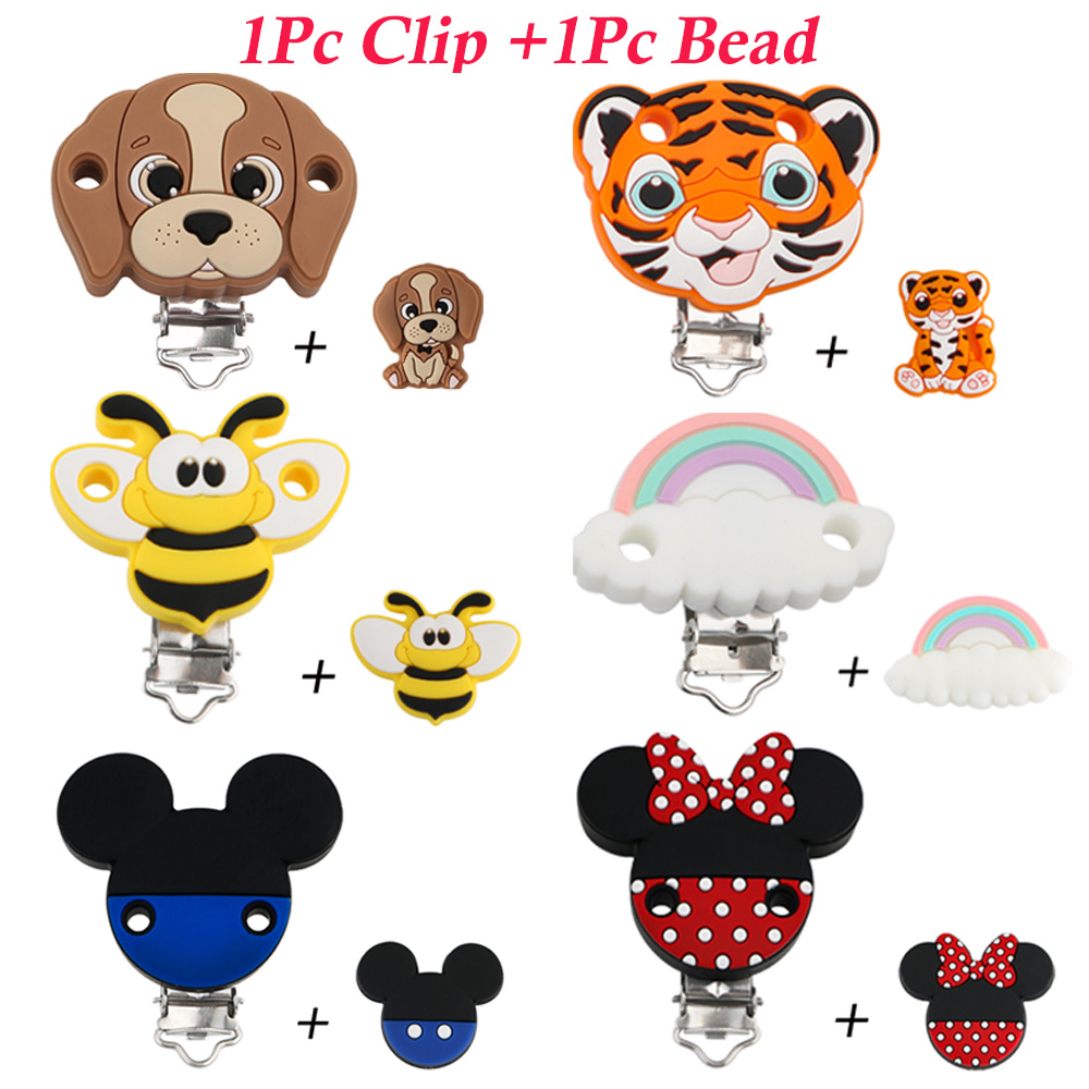 Clips de cuentas de silicona para joyería infantil – Animales y flores