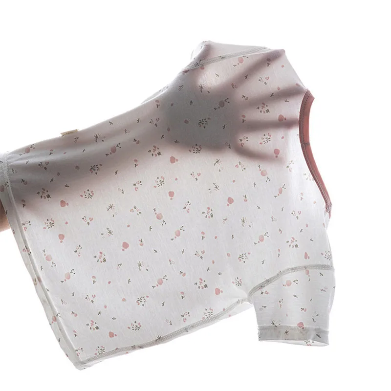 Camiseta de verano transpirable ligera para niña de algodón floral - imagen 3