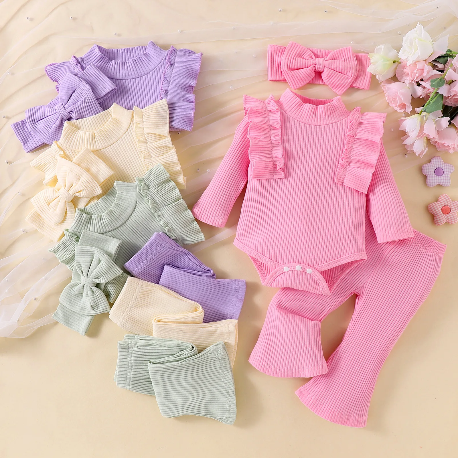 Pack 3 piezas para bebé niña – Top manga larga, falda y banda para el pelo - imagen 5