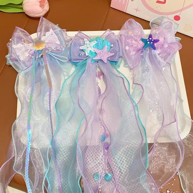 Pinza para el pelo sirena con lazo y malla de hadas - imagen 2