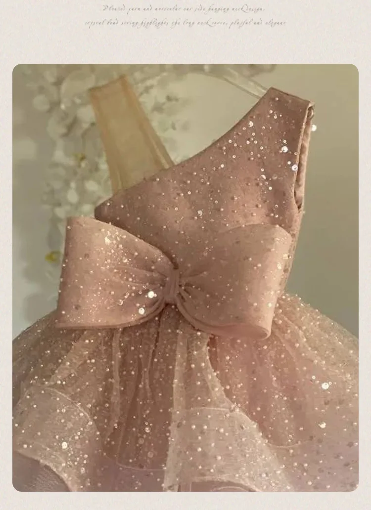 Vestido de princesa para niña, falda de lentejuelas esponjosa sin mangas, falda de princesa con lazo, venta al por mayor transfronteriza - imagen 5