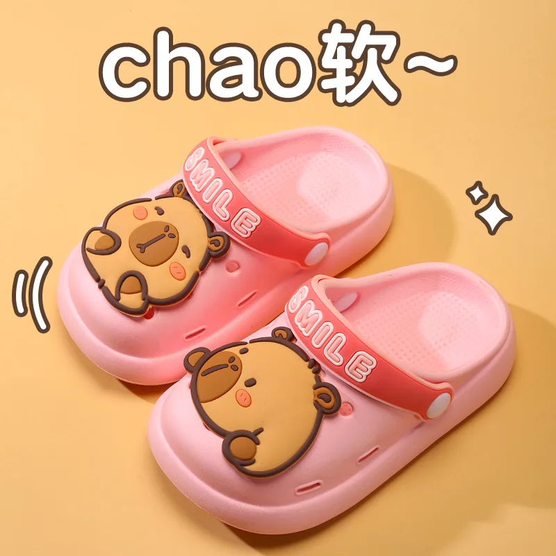 Nuevas sandalias Capibala de dibujos animados bonitos de verano para niños de 3 a 7 años, zapatillas antideslizantes con punta cerrada, zapatos para jardín al aire libre para bebés y niñas - imagen 2