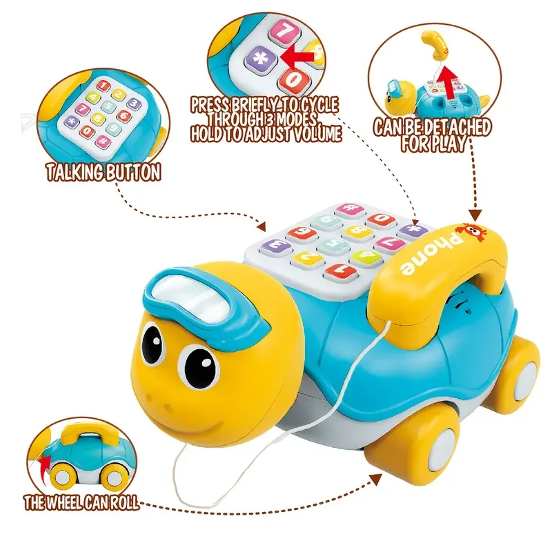 Tortuga Musical, juguetes para gatear para bebés, juguete interactivo para teléfono con luces musicales de Piano, juguetes educativos de Aprendizaje Temprano para niños pequeños - imagen 3