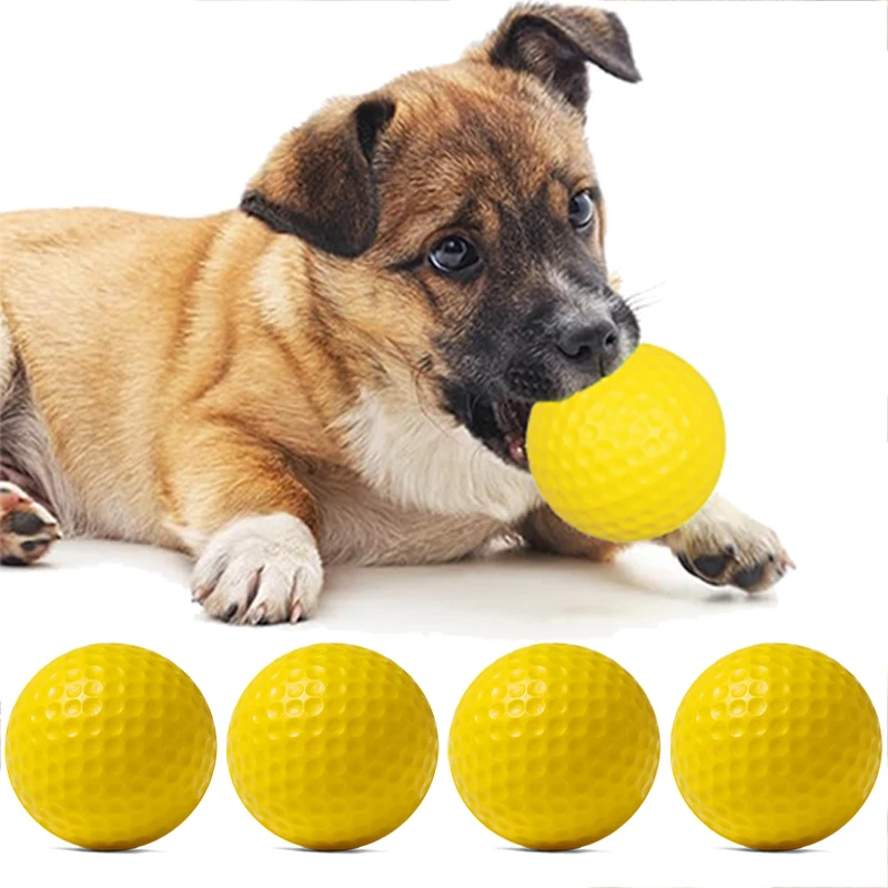 Pelota de juguete para perros, esponja de espuma de PU amarilla, elástica, adiestramiento en interiores y exteriores, accesorios duraderos para jugar a los perros, suministros para mascotas TMZ, 2/4/6/10 Uds.