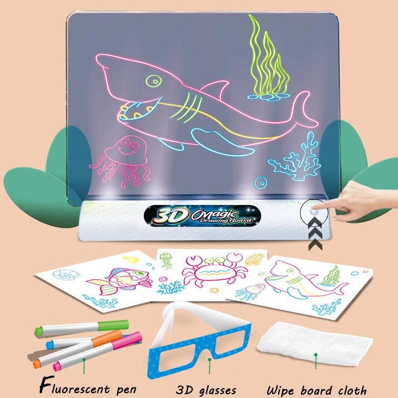 Tablero de dibujo fluorescente 3D, juguete mágico luminoso, tablero de escritura tridimensional, tablero de Graffiti, iluminación, juguete educativo para niños - imagen 5