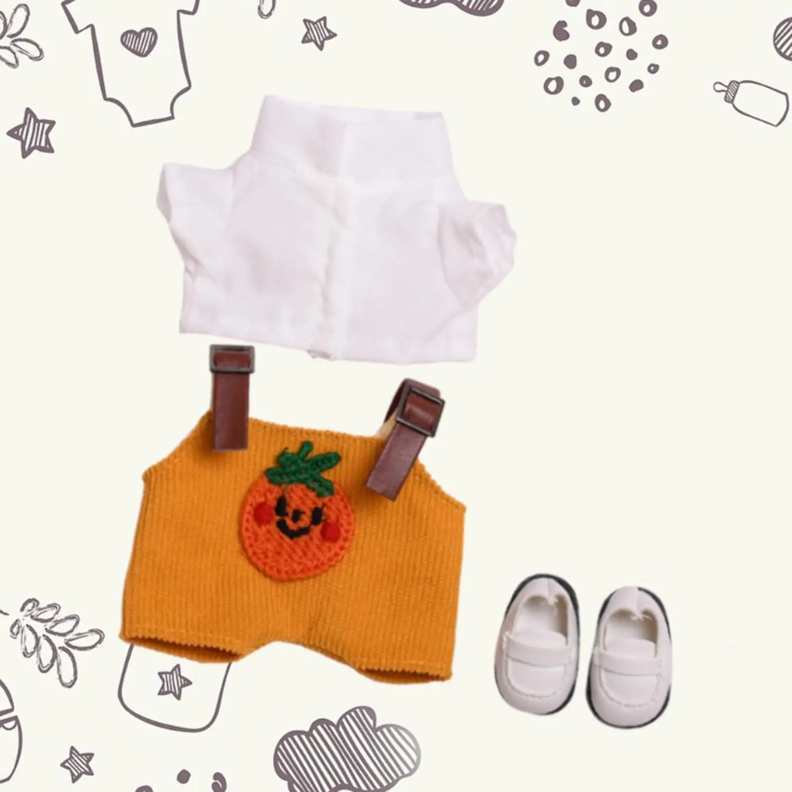 15cm 17cm Plush Doll Clothes Plush Doll Accessories DIY Dress up Stuffed Animals Clothes Doll Overalls Shirt with Shoes Stylish