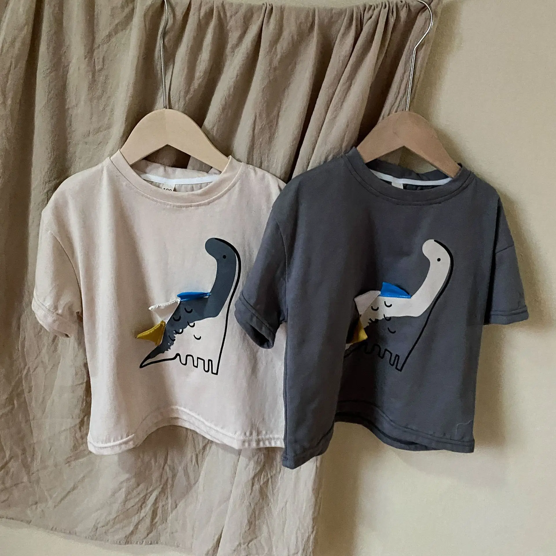 MILANCEL-ropa para niños de 2 a 7 años, camisetas de dinosaurio para niños, camiseta de verano para niñas, camisa de media manga de algodón para niños - imagen 5