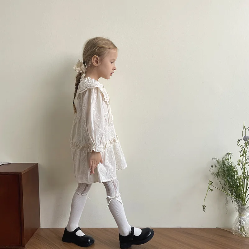 Medias de encaje con lazo para niñas – Estilo romántico suave - imagen 3