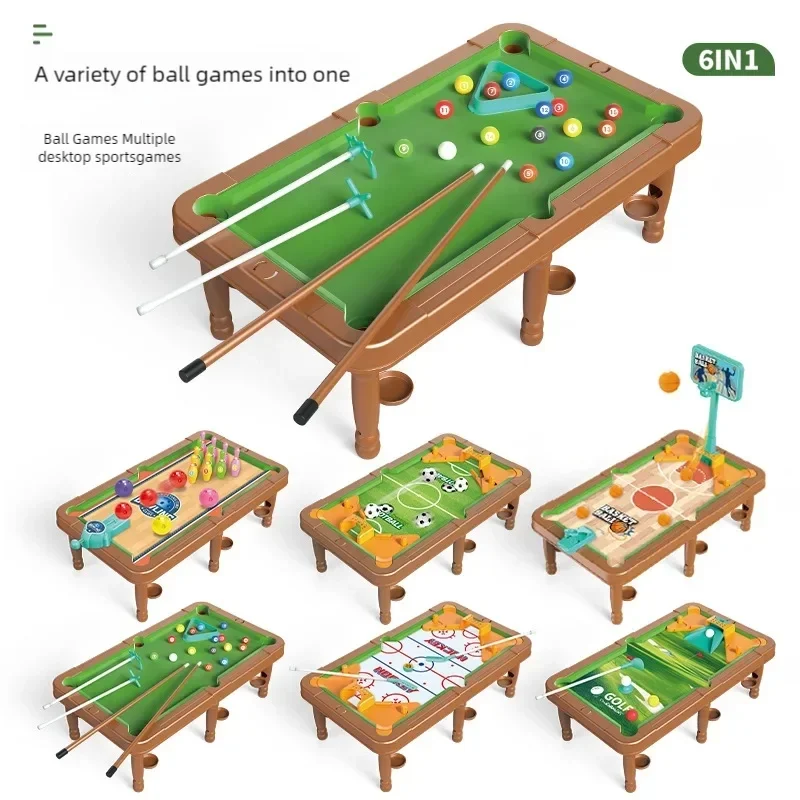 Juego de mesa de billar multifuncional 6 en 1, pelota interactiva, fútbol, baloncesto, amigos - imagen 5