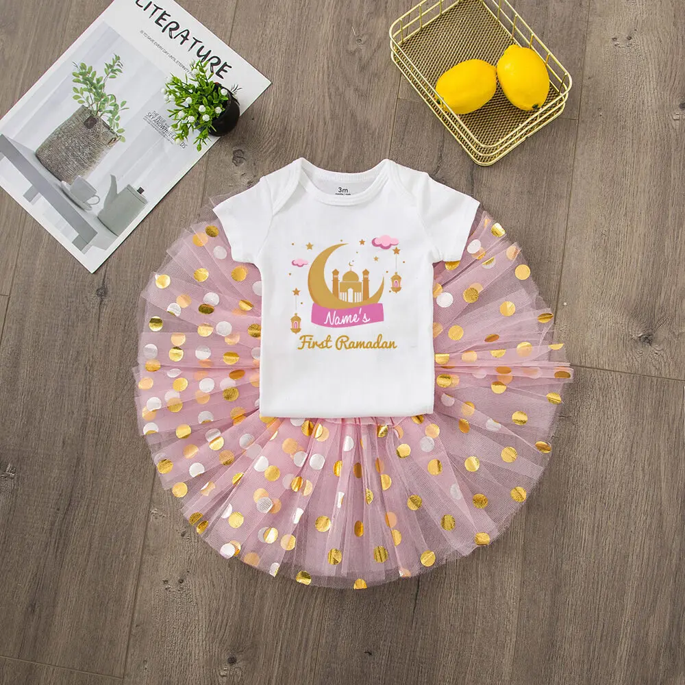 Disfraz personalizado de primer Ramadán para niñas, vestido tutú para niñas, traje de Ramadán Eid para bebés y niños pequeños, conjunto de vestido de Ramadán - imagen 2