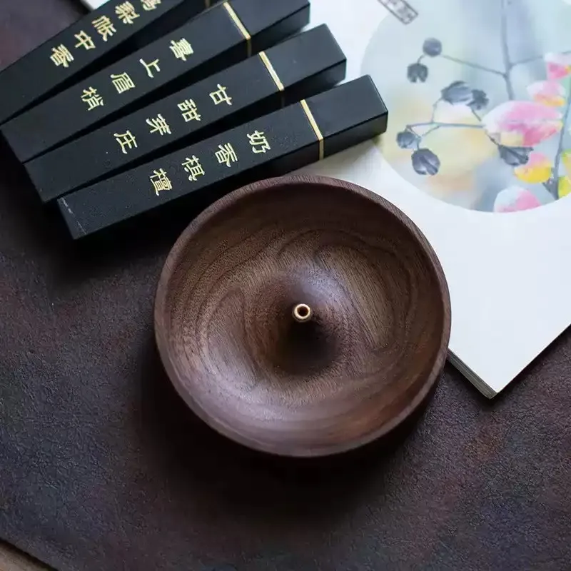 Soporte para incienso de madera de nogal maciza, hecho a mano - imagen 3