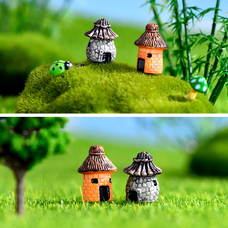 Estatuilla de cabaña de Casa de resina, Micro paisaje, pecera, habitación Kawaii, bricolaje, decoración del hogar, accesorios de decoración de jardín de hadas en miniatura - imagen 2