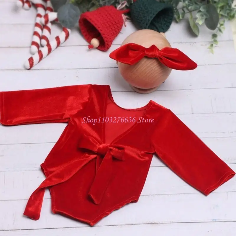 Conjunto de Navidad para bebé niña con lazo y diadema - imagen 4