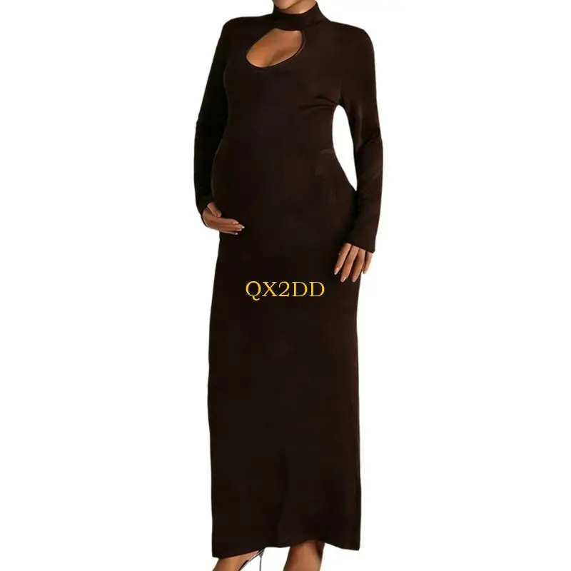 QX2D vestido de embarazo manga larga transpirable de poliéster - imagen 5
