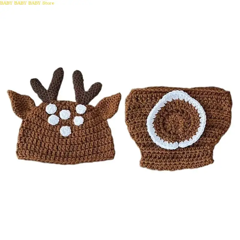 Q81A Hat tejido tejido Sesión fotográfica Fotografía fotografía ropa para niños 1-3 mes - imagen 4